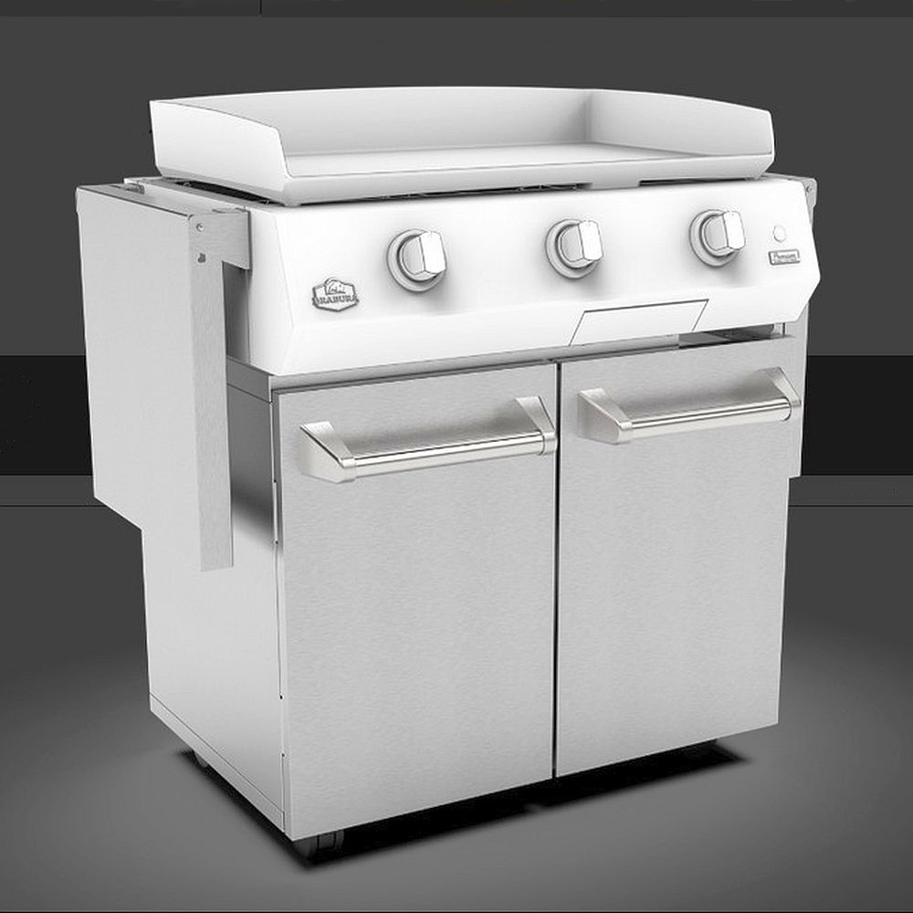 Mobiler, komfortabler Grillwagen, 2 Seitenablagen